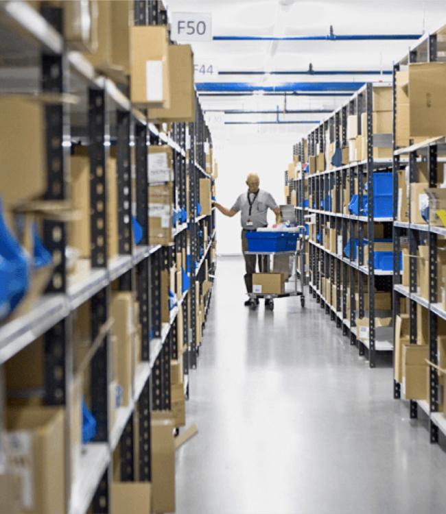 man in warehouse